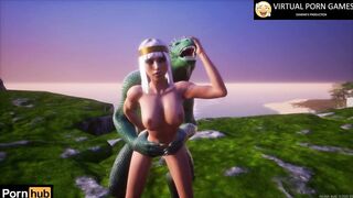 Furry Crocodile Sex with two Dicks 4K 60 FPS Animation