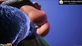 Furry Crocodile Sex with two Dicks 4K 60 FPS Animation
