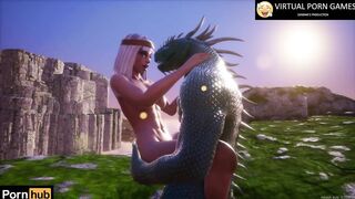 Furry Crocodile Sex with two Dicks 4K 60 FPS Animation