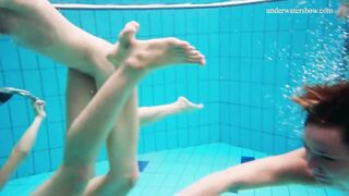 3 Hottest Goddess Swim Nude inside the Pool