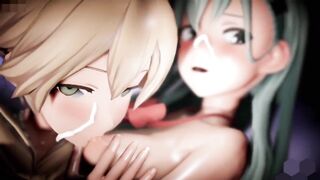 Mmd R18 Suzuya and Priz want Cake into Twat Cutie