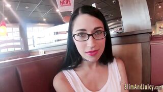 Teenie gets butt cummed after sucking off