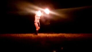 Spinning Fire inside 40° with my Titties out