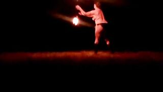 Spinning Fire inside 40° with my Titties out