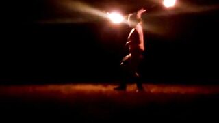 Spinning Fire inside 40° with my Titties out