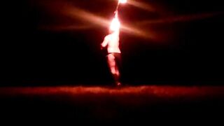 Spinning Fire inside 40° with my Titties out
