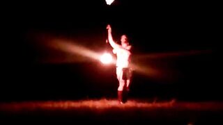 Spinning Fire inside 40° with my Titties out