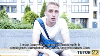 TUTOR4K. Young man touched profs tits before the main part