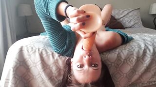 Upside down vibrator gag | deep throat