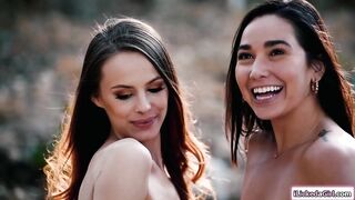 Dark Hair Beauty voyeurs then makes her dyke neighbors squirt