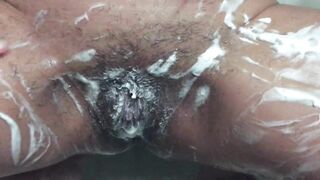I bald my twat and washed my body. Masturbating
