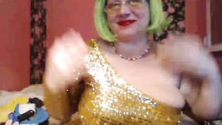Slutty Women Green Wig, Sequins, Filthy Talk
