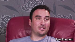 Peculiar camgirl gets jizz shot on her face gulping all