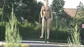 Naked eighteen films herself in the next door's garden - exciting