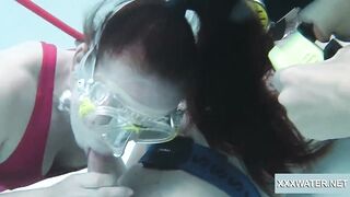 Underwater blowjob goes two way