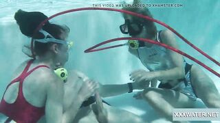 Underwater blowjob goes two way