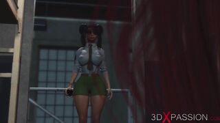 Harley Quinn Fucks Hard a Female Prison Warden with a Fake-Penis