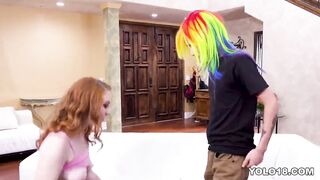 Red Bj Arietta Adams give a sloppy bj before riding