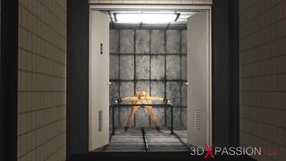 Cuffed Beauty blonde with many melons gets nailed hard by