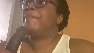 Nerdy BBW Gets a Mouth Full of Cum