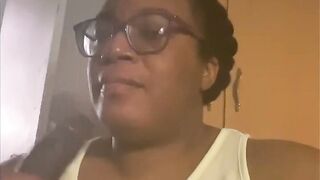 Nerdy BBW Gets a Mouth Full of Cum