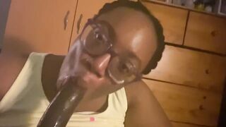 Nerdy BBW Gets a Mouth Full of Cum