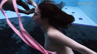 Andrejka and Aneta Swim Nude inside the Swimming Pool