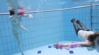 Andrejka and Aneta Swim Nude inside the Swimming Pool