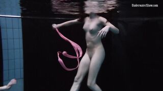 Andrejka and Aneta Swim Nude inside the Swimming Pool