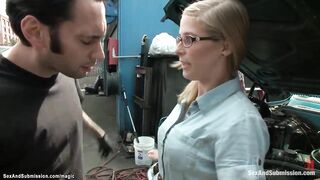 Gagged bound blonde fisted and fuck