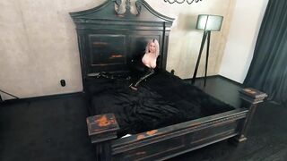Pvc Ebony Rubber Catsuit Backstage Movie, Thigh High Boots and