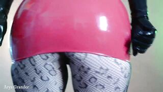 Butt mom huge buttocks pose inside african lace tights and