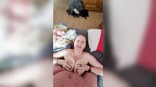 Step Milf Lays on Step Son Bed and offer Titwank