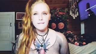 Amateur Ginger milf Deep Throats her Vibrator, and Ruins her