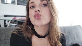 Hot Close Mouth Tongue & Spit Play