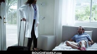 Supportive Doctor Mom Examines her Son - RoughFamily.com