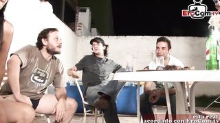 spanish amateur MILF hoe at homemade home gang bang