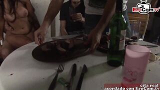 spanish amateur MILF hoe at homemade home gang bang