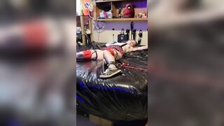 Bombshell Red Haired Co-Ed Earns Extra Credit, Bound Up, Panty Gagged,