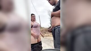 Side of the Road Head and Long Boobies Creampie! La