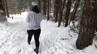 Cougar Fat Ass Hit With Snowballs into Outdoor 4k