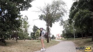 HUNT4K. Eighteen with wonderful butt offer herself to the rich