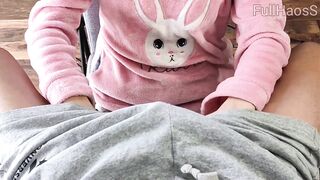 Hot Step sister teases and masturbates stepbrothers huge dick close