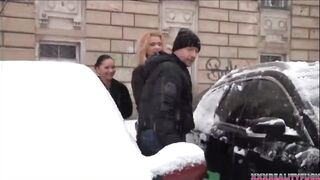 2 bitches pick up amateur bro for boned and cum