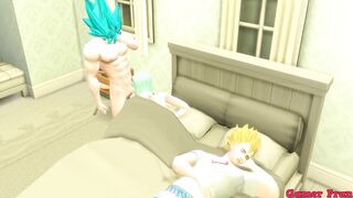Dragon Ball Porn Cartoon Goku Fucks Bulma Next to Vegeta
