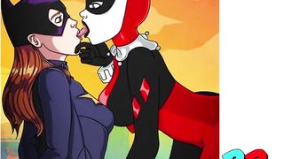 Batman Porn Parody: Ivy Poison, Harley Quinn, Catwoman and Bat
