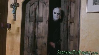 Costumed stepfamily bang and suck