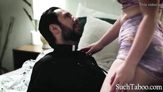 Vulgar 19 Year Old Makes Pure Priest Doubt His Beliefs And Fucks