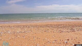 Stranger cum inside my lingerie on the beach Risky outside