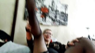 Old slutty lovers tests clitoris and nipple clamps, vulgar bitch